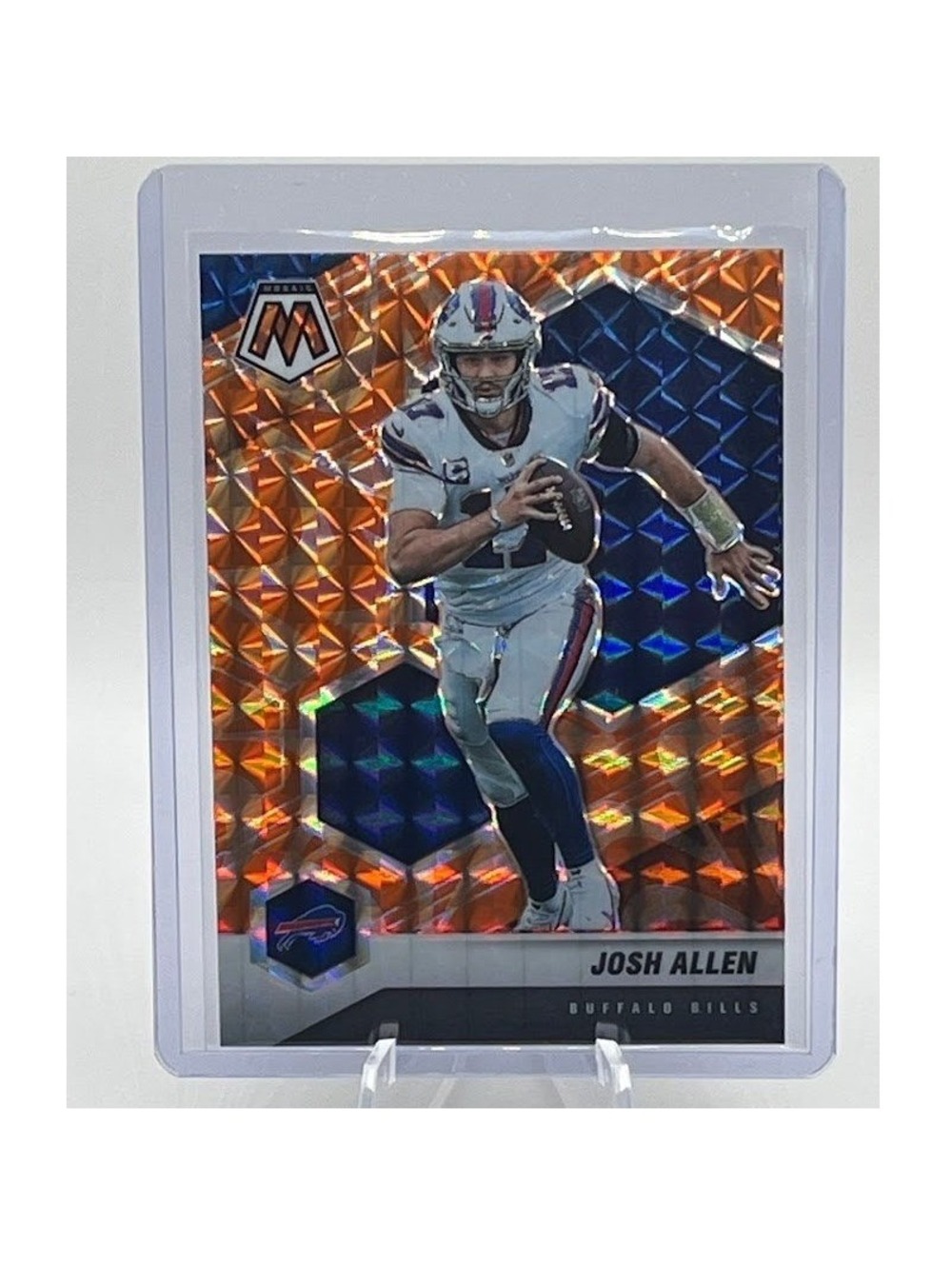 Josh Allen Orange Fluorescent Mosaic 2021 Panini Mosaic 26 NFL Buffalo Bills - Picture 2 of 4
